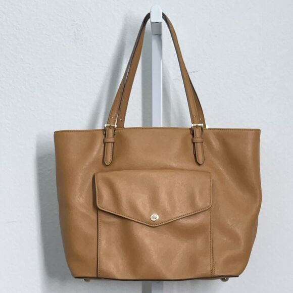 Michael Kors Jet Set Item Luggage Leather Tote Shoulder Bag Handbag Large Brfown - Picture 1 of 16